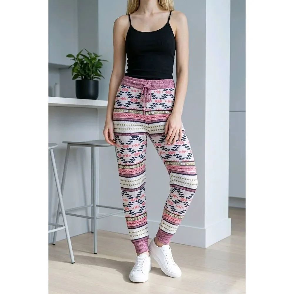🔺️American Eagle Tribal Fair Isle Drawstring Sweater Jogger Pants XLarge